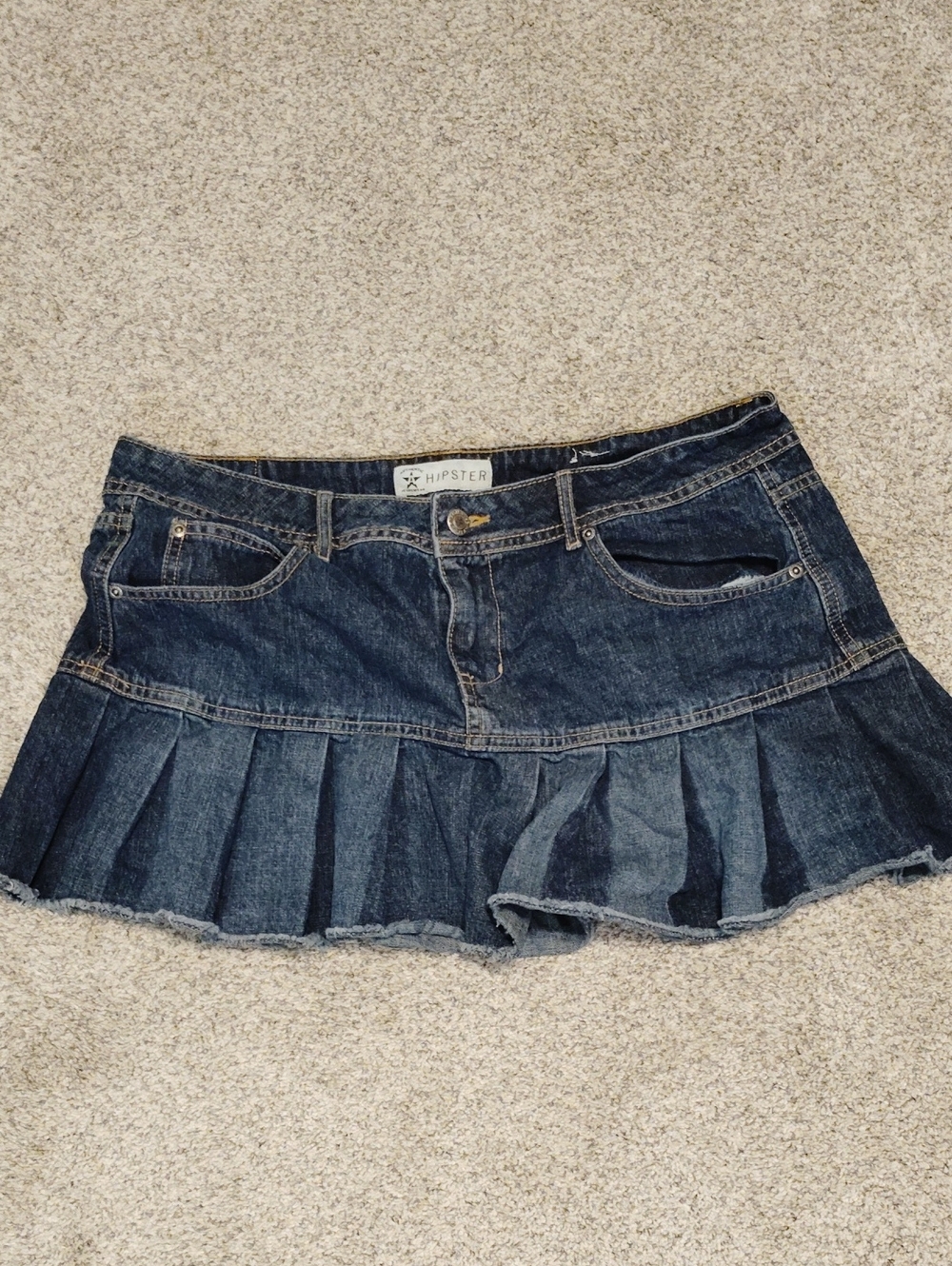 Arizona Jean Company Hipster Dark Blue Denim Pleated Ruffle Mini Skirt